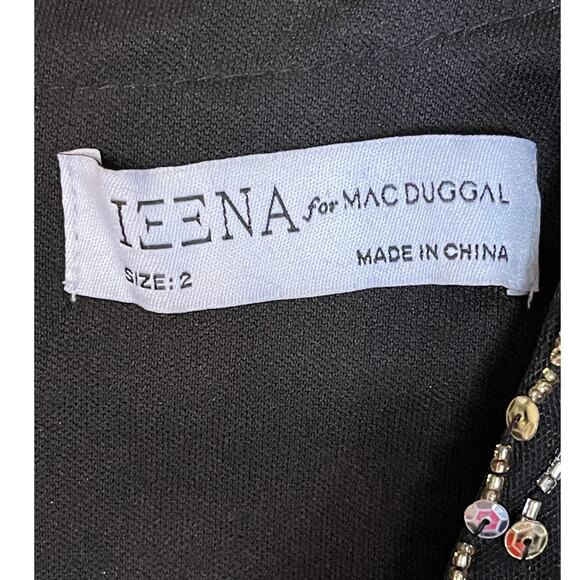 Mac Duggal Black Sequined Embellished Shoulder Evening Gown Style 55704 Sz 2 NWT - Picture 11 of 12